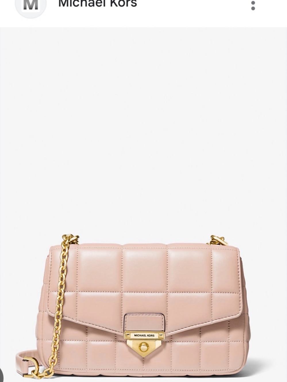 Michael Kors Blush Quilted Leather Crossbody with Gold Chain